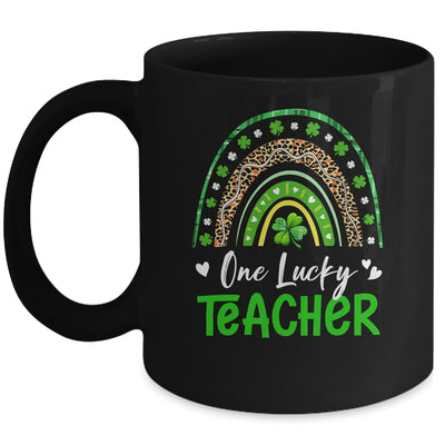 One Lucky Teacher Rainbow St Patricks Day Shamrock Mug | teecentury