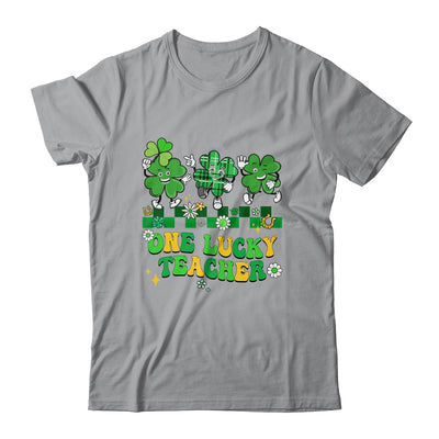 One Lucky Teacher Shamrock St Patricks Day Groovy Retro Shirt & Hoodie | teecentury