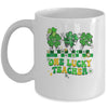 One Lucky Teacher Shamrock St Patricks Day Groovy Retro Mug | teecentury