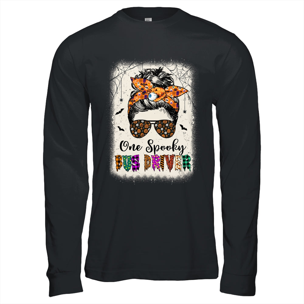 One Spooky Bus Driver Messy Bun Trick Or Treat Halloween Shirt & Hoodie | teecentury