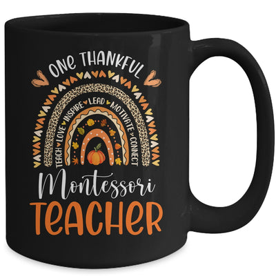 One Thankful Montessori Teacher Thanksgiving Rainbow Teacher Mug | teecentury