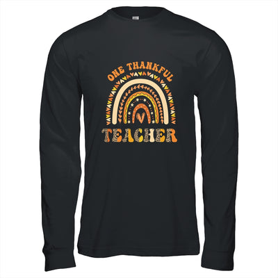 One Thankful Teacher Leopard Rainbow Groovy Thanksgiving Shirt & Hoodie | teecentury