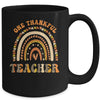 One Thankful Teacher Leopard Rainbow Groovy Thanksgiving Mug | teecentury