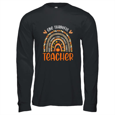 One Thankful Teacher Thanksgiving Rainbow Leopard Fall Shirt & Hoodie | teecentury