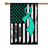 Ovarian Cancer Awareness America Flag Teal Ribbon Flag | Teecentury.com