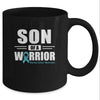 Ovarian Cancer Awareness Son Of A Warrior Teal Gift Coffee Mug | Teecentury.com