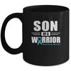 Ovarian Cancer Awareness Son Of A Warrior Teal Gift Coffee Mug | Teecentury.com