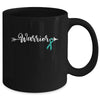 Ovarian Cancer Warrior Ovarian Cancer Awareness Teal Ribbon Mug | teecentury