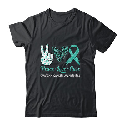 Ovarian Cancer Awareness Peace Love Cure Leopard T-Shirt & Hoodie | Teecentury.com