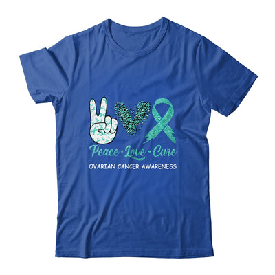 Ovarian Cancer Awareness Peace Love Cure Leopard T-Shirt & Hoodie | Teecentury.com