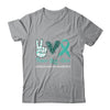 Ovarian Cancer Awareness Peace Love Cure Leopard T-Shirt & Hoodie | Teecentury.com