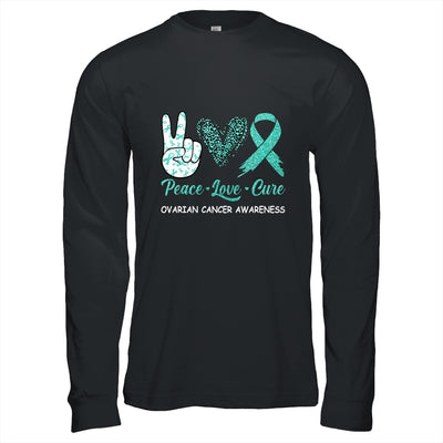 Ovarian Cancer Awareness Peace Love Cure Leopard T-Shirt & Hoodie | Teecentury.com