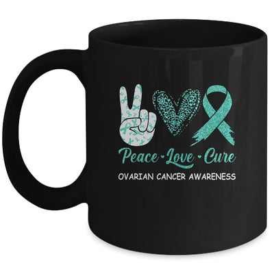 Ovarian Cancer Awareness Peace Love Cure Leopard Mug Coffee Mug | Teecentury.com