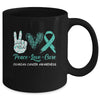 Ovarian Cancer Awareness Peace Love Cure Leopard Mug Coffee Mug | Teecentury.com