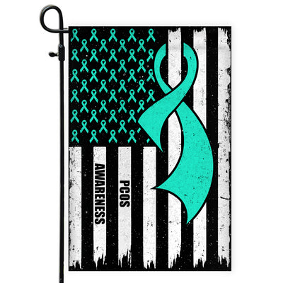 PCOS Awareness America Flag Teal Ribbon Flag | Teecentury.com