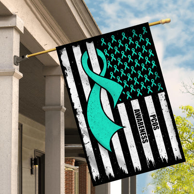PCOS Awareness America Flag Teal Ribbon Flag | Teecentury.com