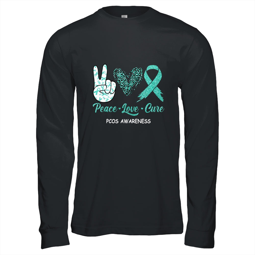 PCOS Awareness Peace Love Cure Leopard T-Shirt & Hoodie | Teecentury.com