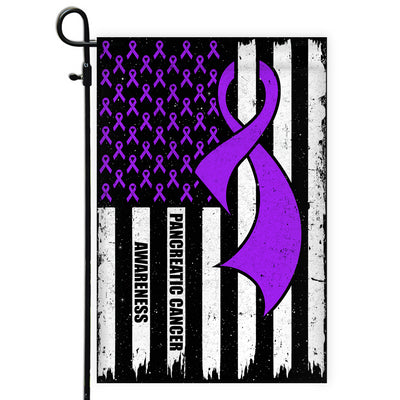 Pancreatic Cancer Awareness America Flag Purple Ribbon Flag | Teecentury.com
