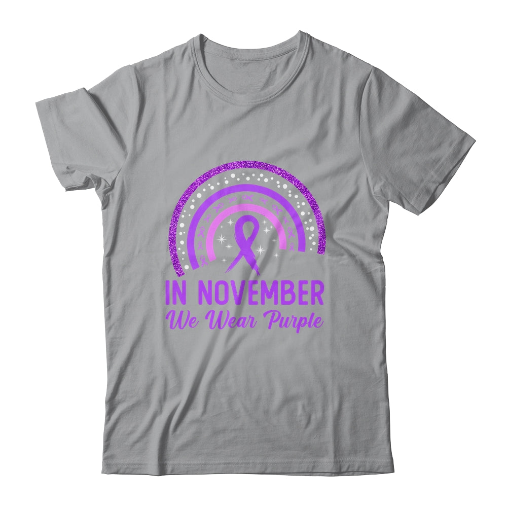 Pancreatic Cancer Awareness In November We Wear Purple Rainbow Shirt & Hoodie | teecentury