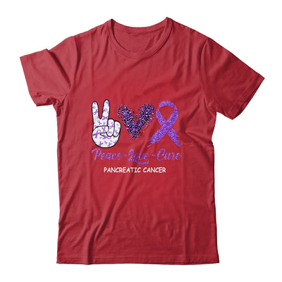 Pancreatic Cancer Peace Love Cure Leopard T-Shirt & Hoodie | Teecentury.com