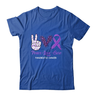 Pancreatic Cancer Peace Love Cure Leopard T-Shirt & Hoodie | Teecentury.com