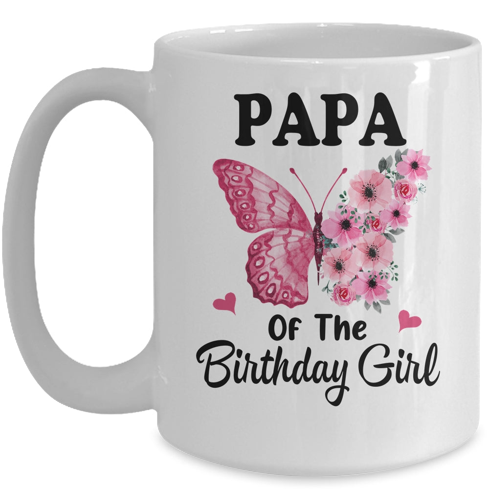 Papa 1st First Birthday Matching Family Butterfly Floral Mug | teecentury
