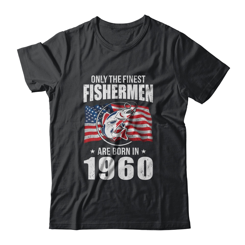 Papa Grandpa Fishing Fisherman 1960 64th Birthday Gift T-shirts Long Sleeve T-shirts Black/S