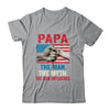 Papa The Man The Myth The Bad Influence American Flag T-Shirt & Hoodie | Teecentury.com