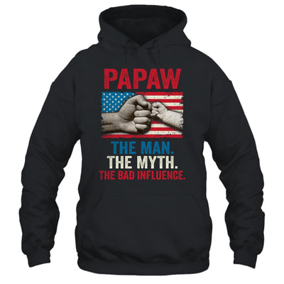 Papaw The Man The Myth The Bad Influence American Flag T-Shirt & Hoodie | Teecentury.com