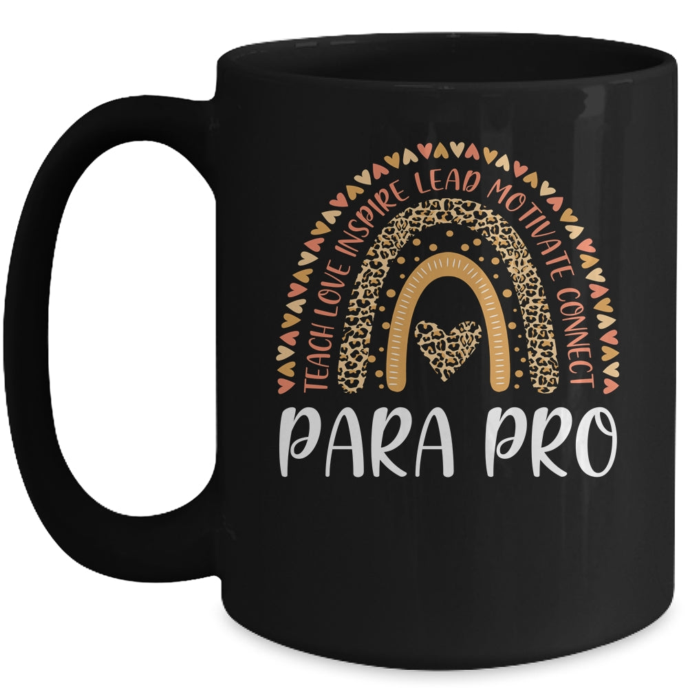 Para Pro Paraprofessional Teacher Leopard Rainbow Mug Coffee Mug | Teecentury.com