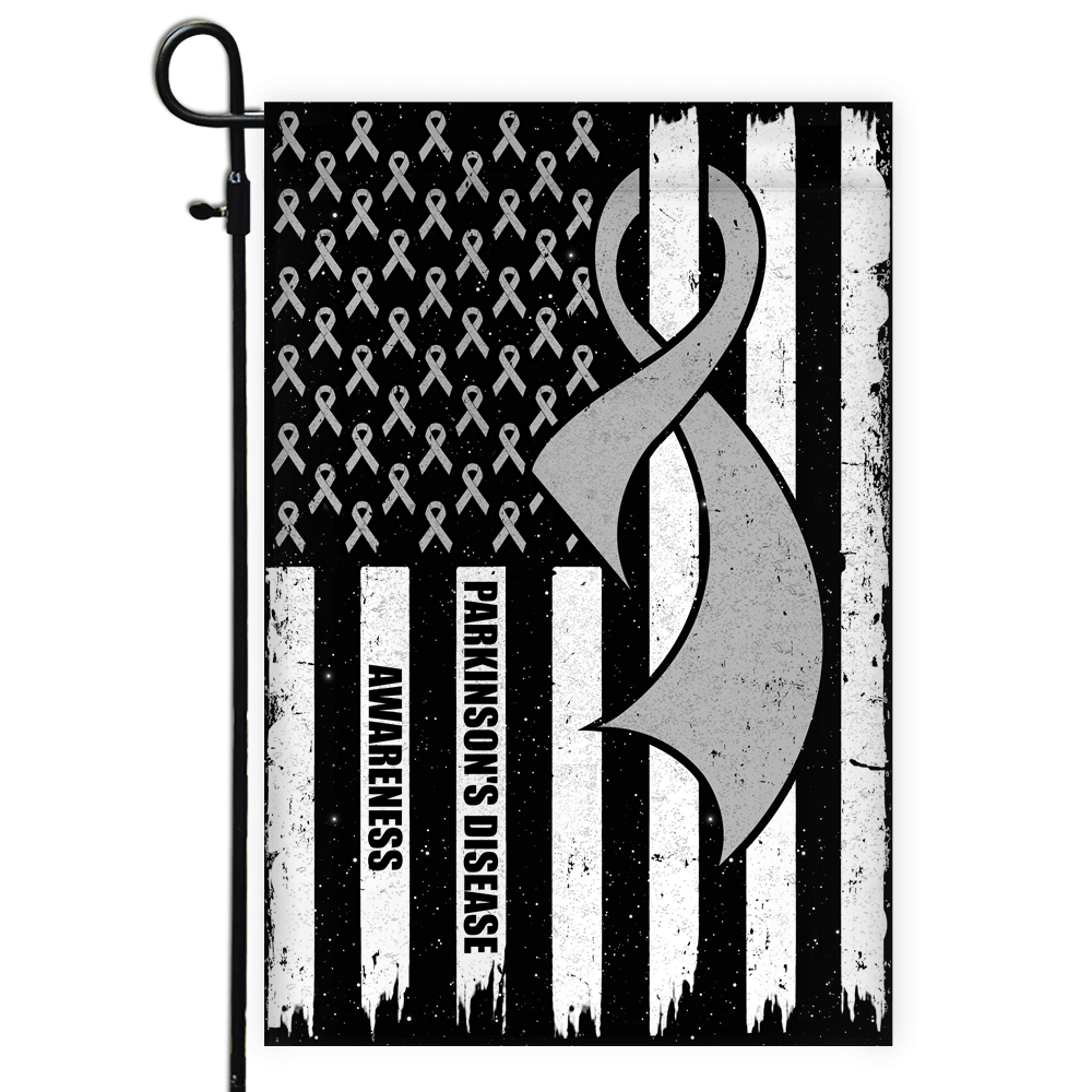 Parkinson's Disease Awareness America Flag Grey Ribbon Flag | Teecentury.com