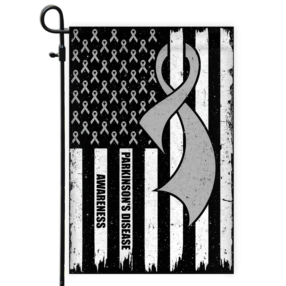 Parkinson's Disease Awareness America Flag Grey Ribbon Flag | Teecentury.com