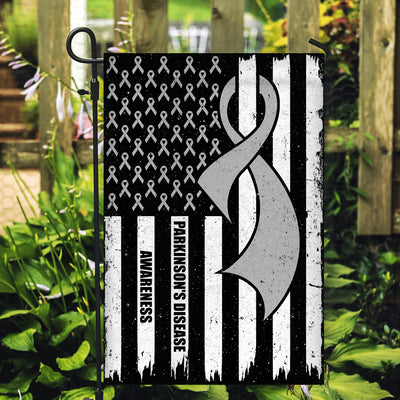 Parkinson's Disease Awareness America Flag Grey Ribbon Flag | Teecentury.com