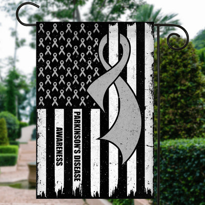 Parkinson's Disease Awareness America Flag Grey Ribbon Flag | Teecentury.com