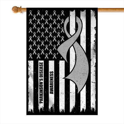 Parkinson's Disease Awareness America Flag Grey Ribbon Flag | Teecentury.com