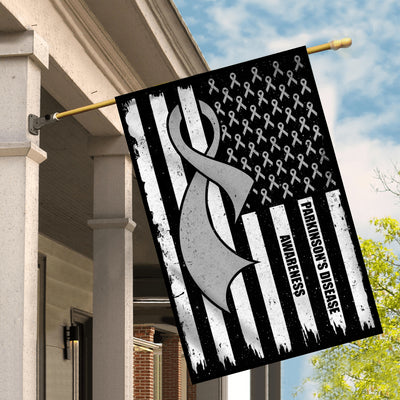 Parkinson's Disease Awareness America Flag Grey Ribbon Flag | Teecentury.com
