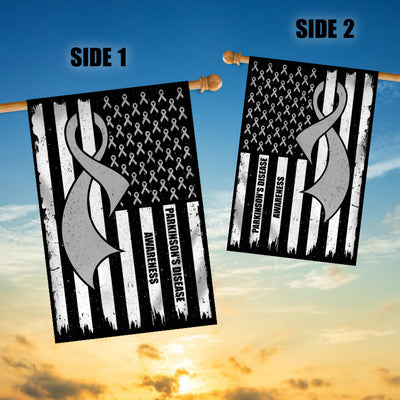 Parkinson's Disease Awareness America Flag Grey Ribbon Flag | Teecentury.com