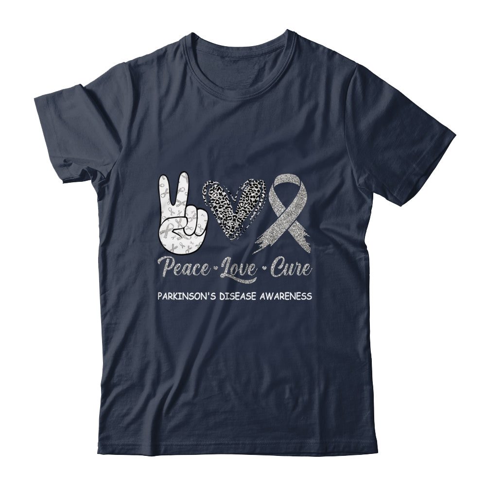 Parkinson's Disease Awareness Peace Love Cure Leopard T-Shirt & Hoodie | Teecentury.com
