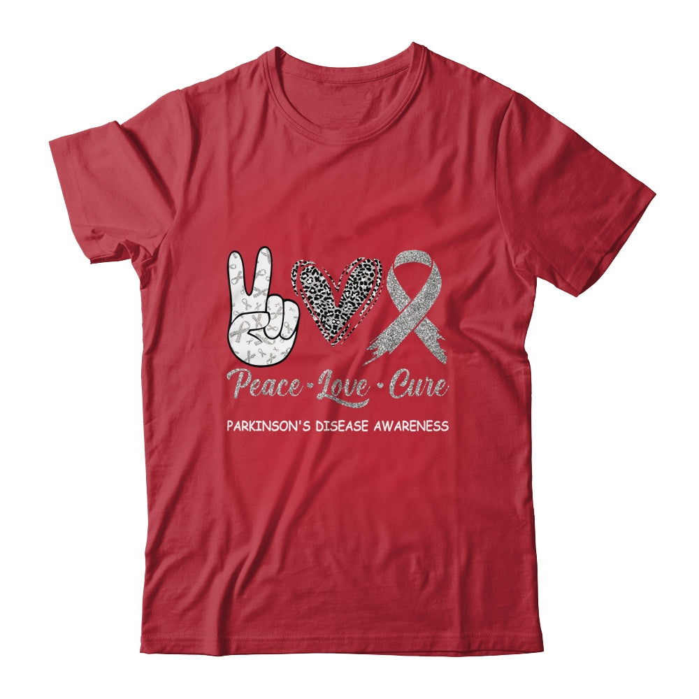 Parkinson's Disease Awareness Peace Love Cure Leopard T-Shirt & Hoodie | Teecentury.com