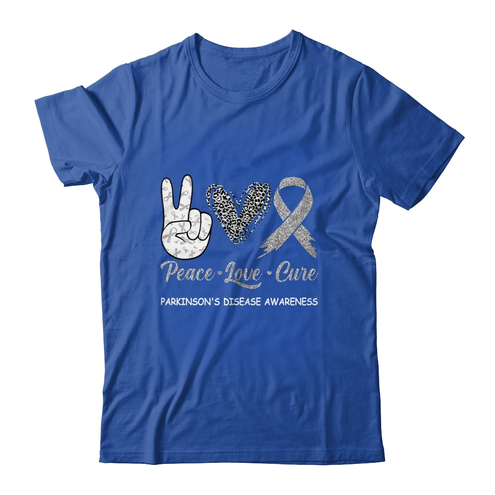 Parkinson's Disease Awareness Peace Love Cure Leopard T-Shirt & Hoodie | Teecentury.com