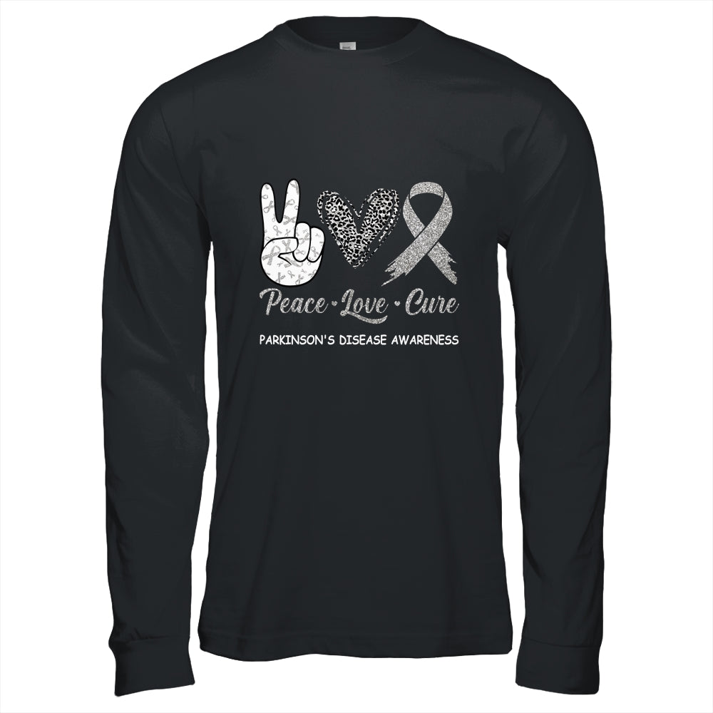 Parkinson's Disease Awareness Peace Love Cure Leopard T-Shirt & Hoodie | Teecentury.com