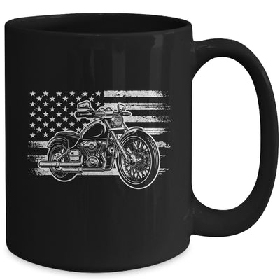 Patriotic Motorcycle Biker Vintage American US Flag Mug | teecentury
