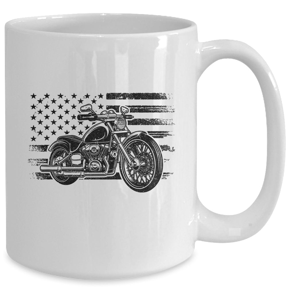 Patriotic Motorcycle Vintage American US Flag Biker Mug | teecentury