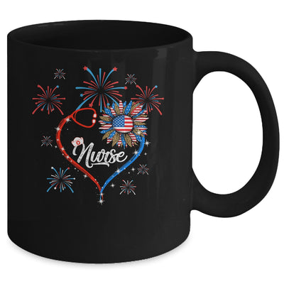 Patriotic Nurse 4th Of July American Flag Sunflower Love Mug Coffee Mug | Teecentury.com