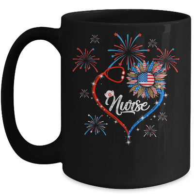 Patriotic Nurse 4th Of July American Flag Sunflower Love Mug Coffee Mug | Teecentury.com