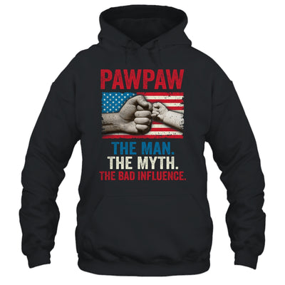 Pawpaw The Man The Myth The Bad Influence American Flag T-Shirt & Hoodie | Teecentury.com