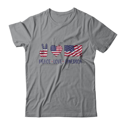 Peace Love America 4th Of July American Flag Victory Heart T-Shirt & Tank Top | Teecentury.com