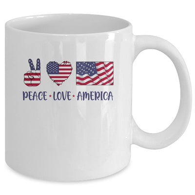 Peace Love America 4th Of July American Flag Victory Heart Mug Coffee Mug | Teecentury.com