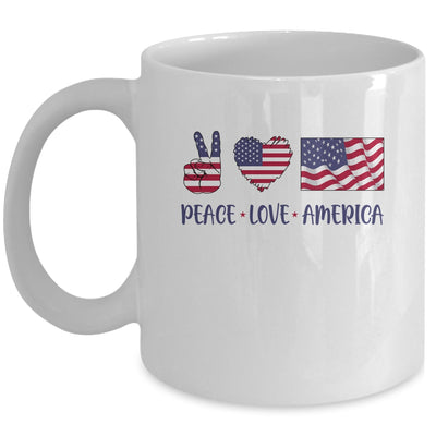 Peace Love America 4th Of July American Flag Victory Heart Mug Coffee Mug | Teecentury.com