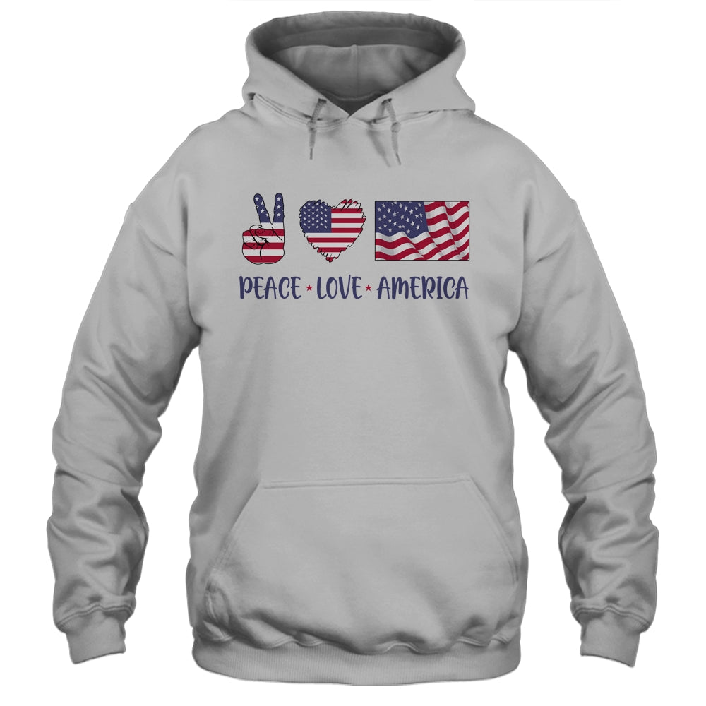 Peace Love America 4th Of July American Flag Victory Heart T-Shirt & Tank Top | Teecentury.com
